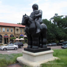 Famous reproduction garden bronze botero fat woman on horse statue for decoration